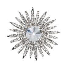 2 Inch Silver planted Clear Crystal Rhinestone Crystal Diamante Sunflower Wedding Dress Boutique Brooch and Pins 2024 - buy cheap