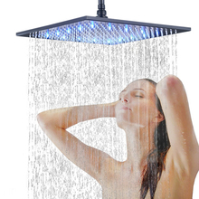 Black Bronze LED Shower Head Color Changing Square Rainfall shower head Faucet Bathroom Accessory Top Over-head Shower Sprayer 2024 - buy cheap