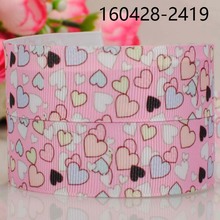 Free shipping 50yards 7/8 " 22 mm sweet heart pattern printed grosgrain tape ribbon DIY handmade fast delivery 2024 - buy cheap