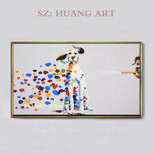 Hand Painted Oil Painting Animal Mischievous Dog Blowing Bubbles Funny Artwork for Home Decor  Large murals decorate the hotel 2024 - buy cheap