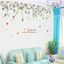 New purple flower cane sitting room bedroom home decoration wall stickers in the wall to stick on the wall 2024 - buy cheap