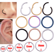 1PC Titanium Hinged Segment Nose Ring Ear Cartilage Tragus Helix Lip Piercing Nose Rings & Studs Rainbow Gold Black Punk Jewelry 2024 - buy cheap