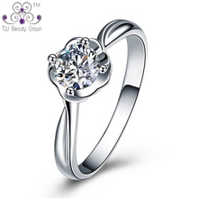 2017 New Real 925 Sterling Silver Clear Zirconia Rose Flower Wedding & Engagement Band Ring For Women Antiallergic 2024 - buy cheap