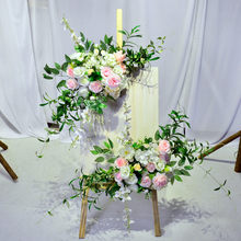 Boda DIY Rosa Artificial hilera de flores signo guía esquina flor simulación seda flores falsas hogar guirnalda decoración de la boda 2024 - compra barato