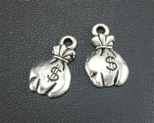 Pingente prata cor de prata 50 peças dólar bolsa de dinheiro berloque para fazer jóias artesanato 17mm a1785 2024 - compre barato