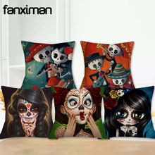 Customized Throw Pillowcase Pillow Cover Floral Skull Sofa Car Seat Square Cushion Cover Home Decoration 2024 - buy cheap