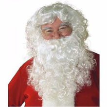 Top Quality Festival Prop Fans curly Wigs Cosplay White Beard Christmas Santa Claus Wig + Mustache+Wig Cap 2024 - buy cheap