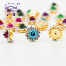 Diamantes de imitación de cristal de fondo dorado con garra de flores, piedras de cristal de novia para decoración de ropa, S136 2024 - compra barato