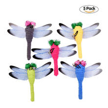 2018 Wholeale 5pcs/set Cat Toys Dragonfly Replacement Head of Cattle Cat Teaser Replacement Feathers for pet cat toys 2024 - buy cheap