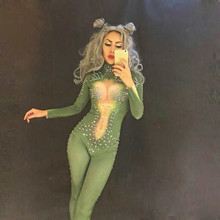 Women New Sexy Stage Bodysuit Sparkling Crystals Stones Jumpsuit For Singer Christmas Celebrate Performance Stage Costume Outfit 2024 - buy cheap