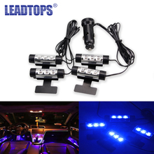 LEADTOPS 4x 3LED Interior Car Decorative Light Atmosphere Lights Interior Lights Foot Lamps 4in1 12V LED light Glow Blue Lamp CJ 2024 - buy cheap