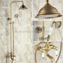 Torneira antiga de bronze para banheiro, torneira giratória para banheira, chuveiro de mão krs144 2024 - compre barato