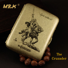 MR.K Vintage Style MRK101 The Crusader Male Brass 20 Cigarettes Boxes Cigarette Case Smoking Accessaries with Gift Box Smoke Box 2024 - buy cheap