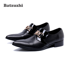 Batzuzhi Fashion Designer Shoes Pointed Toe Black Genuine Leather Dress Business Shoes for Men Office Footwear Sapato Masculino 2024 - buy cheap