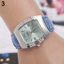 New hotWomen's Rhinestone Barrel Shape Case Faux Leather Band Analog Quartz Wrist Watch 4JUN 2024 - buy cheap