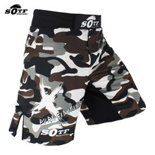 SOTF-pantalones cortos transpirables de camuflaje para boxeo, ropa de boxeo, sanda, tailandesa, Muay Thai, mma, color negro 2024 - compra barato