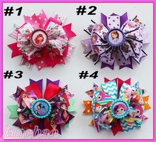free shipping 2017 Newest  300pcs 4.5'' Stacked Boutique Hair Bow with Bottle Cap Center  cartoon hair bows 2024 - buy cheap