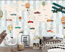 Beibehang-mural de papel tapiz 3d para dormitorio, pegatina de mapa de mundo de dibujos animados personalizada, papel tapiz de pared, mural 3d 2024 - compra barato