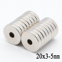 50pcs 20x3 mm hole 5 mm N35 super permanent round countersunk head ring magnet rare earth magnet strong magnetic 2024 - buy cheap