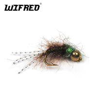 Wifreo 8pcs12# Brass Bead Head Nymph Flies Buggy Body Flash Tail Trout Fly 2024 - buy cheap