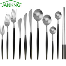 Black Silver Cutlery Set 18/10 Stainless Steel Dinnerware Set Steak Knife Fork Chopsticks Teaspoon Party Kitchen Food Tableware 2024 - buy cheap