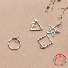 UQBing-abalorios geométricos de Plata de Ley 925 para mujer, amuletos con forma de triángulo redondo y estrella cuadrada, bricolaje, pulsera, fabricación de joyas 2024 - compra barato