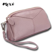 Moxi Genuine Leather Women Clutch Bag Fashion 5.5inch Phone Wallet Female Cowskin Handy Bag Sweet Shopping Wallet Ladies 2024 - buy cheap