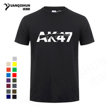 Бесплатная доставка, новинка 2018, модная мужская футболка с буквенным принтом AK 47, Высококачественная футболка из 100% хлопка с круглым вырезом, модель 3XL в стиле Харадзюку 2024 - купить недорого