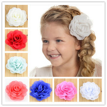 Grampos de cabelo de flores de chiffon, 50 com 28 cores 3 "flores de flores de chiffon enroladas, tecido de rosas com barretas, acessório para meninas fc111 2024 - compre barato