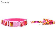 Pet dog adjustable Bling Red Brick Nylon totem dog collar+leash S Ldog collar lead choice easy for small medium-size dog 2024 - buy cheap