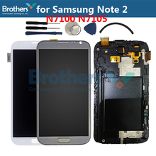Для Samsung GALAXY Note 2 N7100 N7105 ЖК-экран ЖК-дисплей для Samsung N7105 ЖК-дисплей с рамкой домашняя кнопка сенсорный экран дигитайзер 2024 - купить недорого