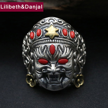 Men Ring 100% Real 925 sterling silver Buddha God of Wealth Adjustable fashion ring women jewelry dropshipping 2017 R28 2024 - buy cheap