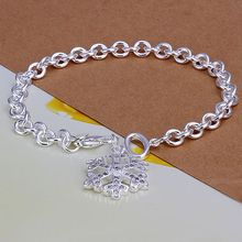 Pulsera chapada en plata de ley 925 para mujer, joyería, bisutería, copo de nieve de estrás, pulseras de cadena, SB300 2024 - compra barato