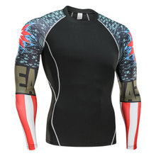 2019 Fitness MMA Compression Shirt Men Rashguard Male Long Sleeve T Shirt Clothing Bodybuilding Men Skull Print 3D T Shirt Tops 2024 - buy cheap