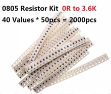Valores * 50 40 pcs = 2000 pcs SMD Resistor 0805 kit conjunto kit Sortido 1R 0 Ohm-3.6K 5% Resistência 2.2R 10R 100R 470R 680R 1 K chips de pacote 2024 - compre barato