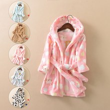 Children Girls Bathrobes Autumn Winter 2019 Thicken Warm Pajamas Kids Hooded Dressing Grown Cartoon Flannel Sleepwear for 1-10Y 2024 - buy cheap