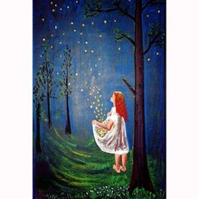 New Full Square/round Drill Diamond Painting Girl Firefly In The Forest DIY Embroidery Mosaic Wall Decor Picture By Numbers 2024 - buy cheap
