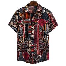 Printing men Linen shirt slim fit 2020 mens shirts short sleeve Floral Hawaiian Shirt Blouse Plus Size рубашка 2024 - buy cheap