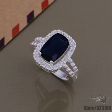 AR706 anel Prateado, anel de Prata Banhado A jóia da forma, bi-torça embutidos pedra azul escuro/esuankba gfgaowna 2024 - compre barato