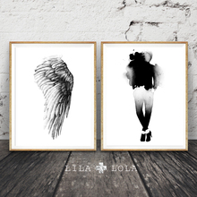 Cuadros Abstract Wing Black and White Man Posters and Prints Canvas Painting Wall Art Print Pictures For Living Room Home Decor 2024 - buy cheap