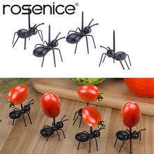 Talheres de plástico com garfo de frutas mini ant, garfos para sobremesa e comida, utensílios para decoração de festa e jantar 2024 - compre barato