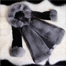 Abrigo de piel de zorro de imitación para mujer, chaquetas gruesas y cálidas de talla grande con capucha, manga de tres cuartos, G270 2024 - compra barato