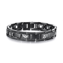 Stylish Zelda Charm Magnetic Bracelets for Men Black Stainless Steel Health Bio Energy Wrist Bracelets Bangles 2024 - buy cheap