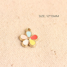 10pcs Five-color flower Zinc Alloy Enamel Bracelet Necklace Charms Pendant For Jewelry Making Finding 2024 - buy cheap