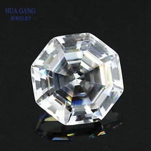 Piedra de circonia cúbica con forma octagonal blanca, brillante, suelta, gemas de sintético, para joyería, 4x4-10x10mm 2024 - compra barato