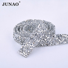 JUNAO-Cinta de piedras de cristal para costura, cinta de resina transparente con diamantes de imitación, para ropa, bricolaje, 5 yardas x 15mm 2024 - compra barato