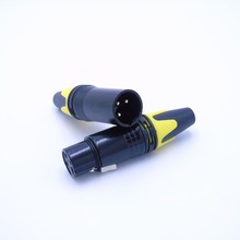 High quality 50Pcs/lot xlr connector audio plug microphone plug with 25PCS NC3MXX & 25PCS NC3FXX 3pin gold plated yellow color 2024 - buy cheap