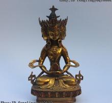 Тибетский буддизм, бронзовый медный позолоченный четырехлицевой Kwan-yin статуя Будды Бодхисаттва 2024 - купить недорого