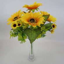 Искусственный Шелковый Подсолнух, 7 головок, искусственный цветочный букет для свадебной коробки, украшение для скрапбукинга, аксессуары, искусственные цветы 2024 - купить недорого