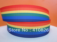 Q&N ribbon wholesale/OEM 7/8inch 22mm Rainbow Stripe Grosgrain Ribbon 50yds/roll Free Shipping 2024 - купить недорого